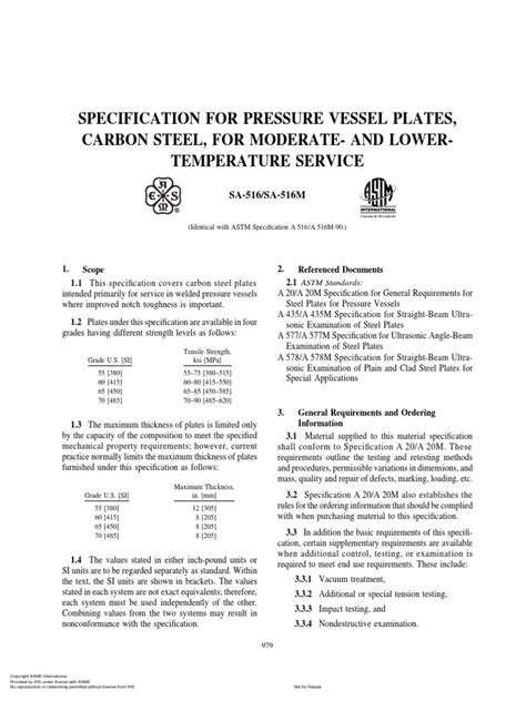 Standard Speciﬁcation for Pressure Vessel Plates, Carbon 